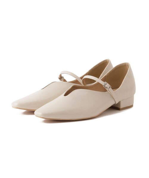 ROPE' PICNIC（ロペピクニック）の「スクエアトゥローヒールストラップシューズ（パンプス・レディース・ブラック/キナリ/シルバー・23.0/23.5/24.0/24.5）」の2枚目の写真