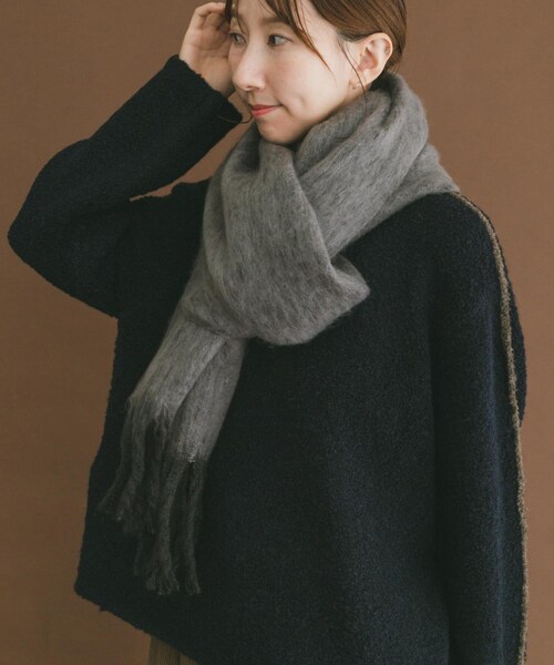 ITEMS URBANRESEARCH（アイテムズ アーバンリサーチ）の「ソフトブークレストール（マフラー・レディース・GRY/BRN/MNT・-）」の7枚目の写真