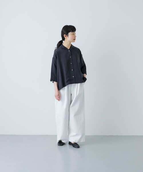 かぐれ（カグレ）の「キュプラオープンカラーシャツ（シャツ/ブラウス・レディース・NAVY/BLACK・Free）」の19枚目の写真