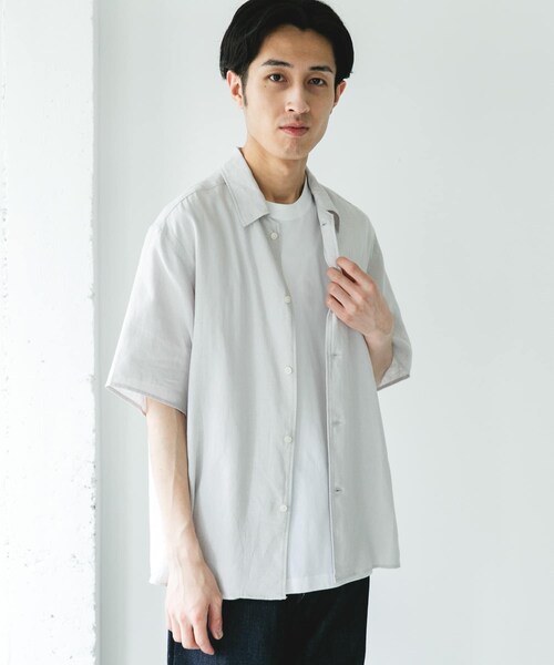URBAN RESEARCH DOORS(アーバンリサーチドアーズ)の「カバーリングリネン キャンプカラーシャツ(シャツ/ブラウス・メンズ・L.GRAY/DARK NAVY/OLV CHECK・M/L)」の6枚目の写真