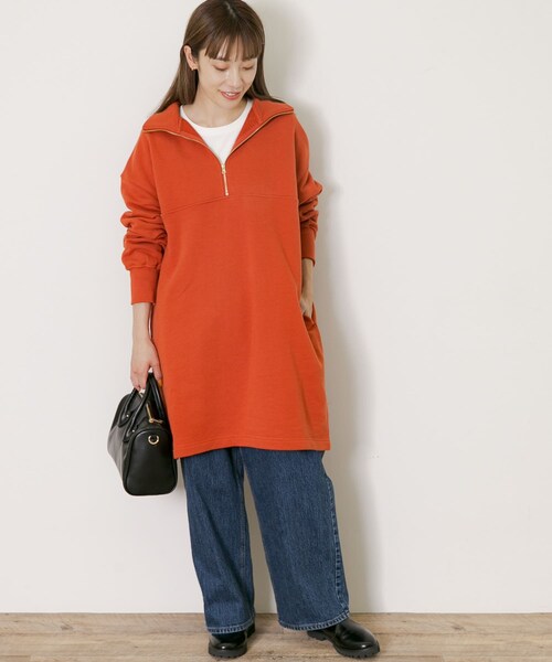 URBAN RESEARCH Sonny Label（アーバンリサーチサニーレーベル）の「ハーフジップスウェットチュニック（チュニック・レディース・オレンジ/グレー/ブラック・FREE）」の3枚目の写真