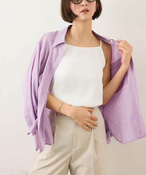 ROPE'（ロペ）の「サテンコンビジャージーキャミソール/イージーケア（キャミソール・レディース・ブラック/オフホワイト・F）」の3枚目の写真