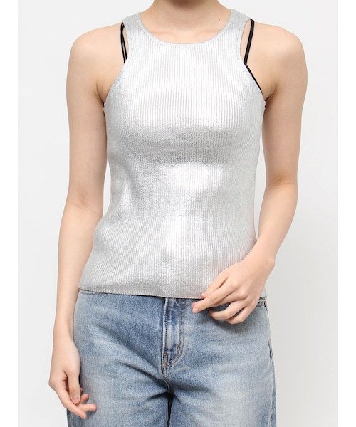 Ungrid（アングリッド）の「アメスリニットタンクトップ（タンクトップ・レディース・ピンク/オレンジ/ネイビー/シルバー・F）」の10枚目の写真