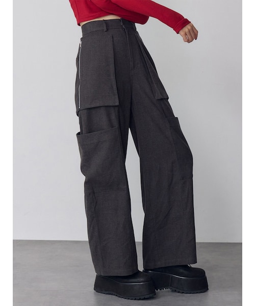 MURUA（ムルーア）の「カーゴZIPパンツ（カーゴパンツ・レディース・グレー/ブラック/ブラウン/ミックス・1/2）」の15枚目の写真