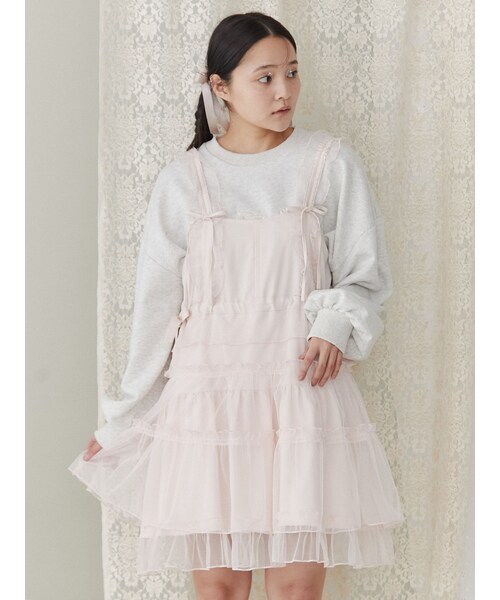 merryjennii メリージェニー チュールドロストミニキャミワンピース merry jenny（メリージェニー）の「チュールドロストミニキャミ