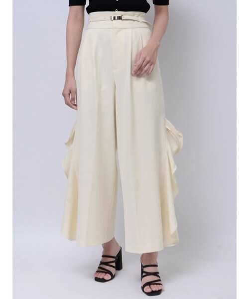 dazzlin（ダズリン）の「フリルスリットワイドパンツ（その他パンツ・レディース・ブラック/ベージュ・S/M）」の9枚目の写真