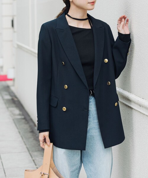 URBAN RESEARCH(アーバンリサーチ)の「ダブルブレストブレザージャケット(テーラードジャケット・レディース・NAVY/BLACK・36/38)」の3枚目の写真