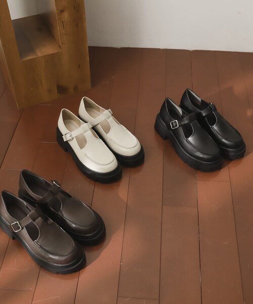 SENSE OF PLACE by URBAN RESEARCH（センスオブプレイスバイアーバンリサーチ）の「Tストラップボリュームソールシューズ（ドレスシューズ・レディース・BLACK/IVORY/D.BROWN・S/M/L）」の18枚目の写真