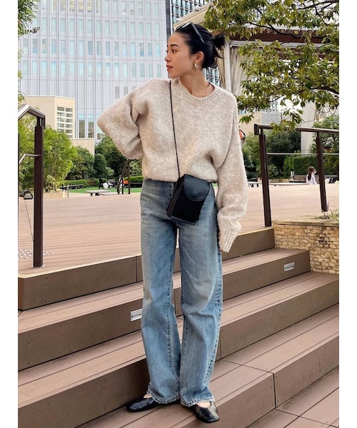 Ungrid（アングリッド）の「ハイウエストルーズストレートデニム（デニムパンツ・レディース・インディゴ/ブルー・24ｲﾝﾁ/25ｲﾝﾁ/26ｲﾝﾁ）」の3枚目の写真