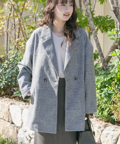 ITEMS URBANRESEARCH（アイテムズ アーバンリサーチ）の「オーバーサイズジャケット（テーラードジャケット・レディース・G.CHECK/NVY/B.CHECK/BRN・Free）」の4枚目の写真