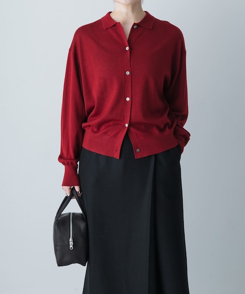 かぐれ（カグレ）の「ウールポロニットカーディガン（カーディガン/ボレロ・レディース・RED/BROWN/BLACK・Free）」の4枚目の写真