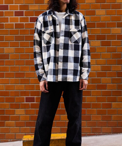 ADAM ET ROPE'（アダムエロペ）の「《別注》【BONCOURA/ボンクラ】オープンカラーネルシャツ ブロックチェック（シャツ/ブラウス・メンズ・ブラック・36/38/40/42）」の14枚目の写真