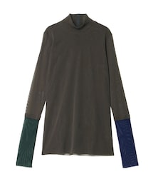 UN3D. | HALF BI-COLOR SLEEVE TULLE TOP(その他トップス)