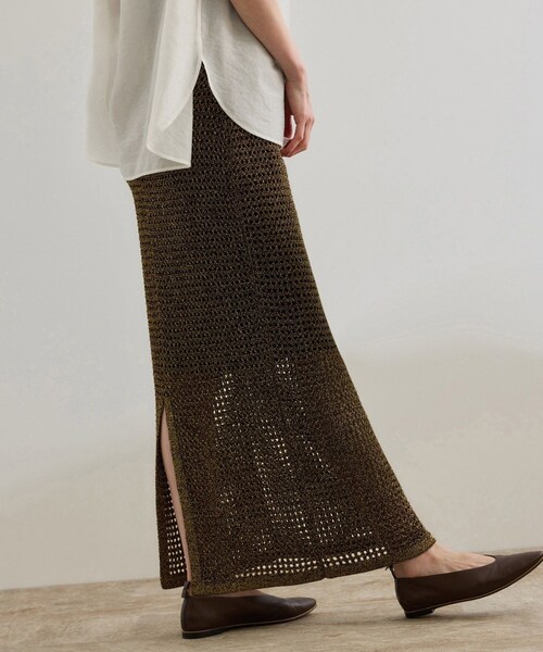 ROPE'(ロペ)の「ラメメッシュスカート/セットアップ対応(スカート・レディース・ブラック/ゴールド・36/38)」の12枚目の写真