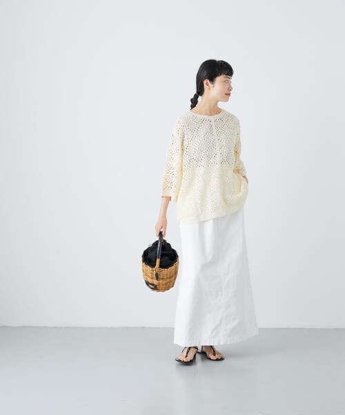 かぐれ（カグレ）の「『2サイズ展開』コットンストレートスカート（スカート・レディース・OFF/BLACK・0/1）」の16枚目の写真