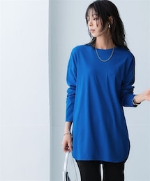nissen | 綿１００％スムースゆるシルエット裾ラウンドロング丈Tシャツ＜大きいサイズ有＞(チュニック)