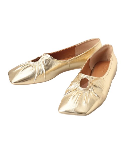 Ungrid（アングリッド）の「デザインスクエアトゥギャザーフラットシューズ（その他シューズ・レディース・ブラック/ゴールド・S/M/L）」の4枚目の写真