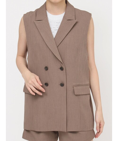 MURUA（ムルーア）の「ピークドラペルダブルミドルジレ（ベスト・レディース・グレー/ブラック/ネイビー/モカ/オレンジ・F）」の19枚目の写真