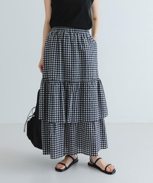 URBAN RESEARCH（アーバンリサーチ）の「サッカーティアードロングスカート（スカート・レディース・CHECK/BLACK・FREE）」の17枚目の写真
