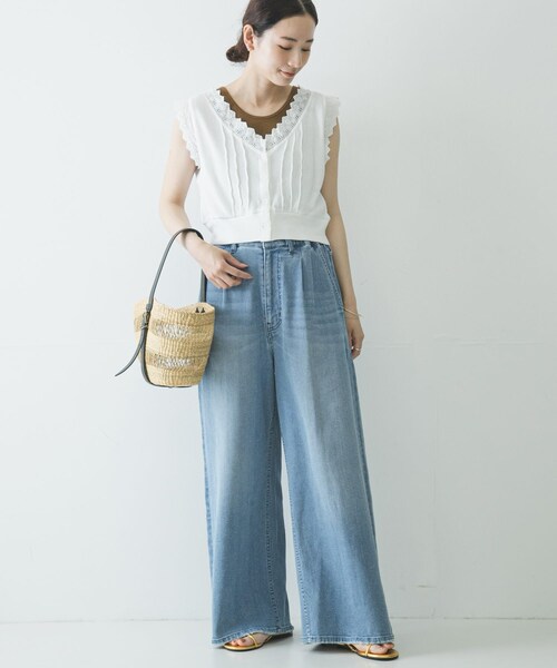URBAN RESEARCH（アーバンリサーチ）の「crinkle crinkle crinkle　WAFFLE FRILL VEST（ベスト・レディース・WHITE/BLACK・Free）」の9枚目の写真