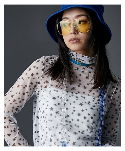 nissen（ニッセン）の「星プリントハイネックプルオーバー（透け素材）＜大きいサイズ有＞GEVS.（Tシャツ/カットソー・レディース・アイボリー/黒・6L/8L/10L）」の2枚目の写真