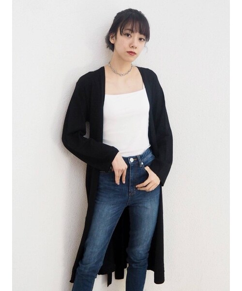 MURUA（ムルーア）の「ウェットタッチニットカーデ（カーディガン/ボレロ・レディース・アイボリー/ブラック/アイスブルー・F）」の3枚目の写真