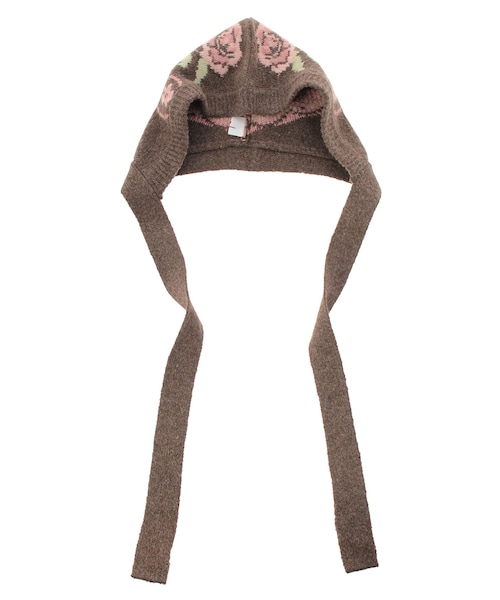 merry jenny（メリージェニー）の「rose earflap hat（ニットキャップ/ビーニー・レディース・オフホワイト/アイボリー/ブラウン・F）」の2枚目の写真