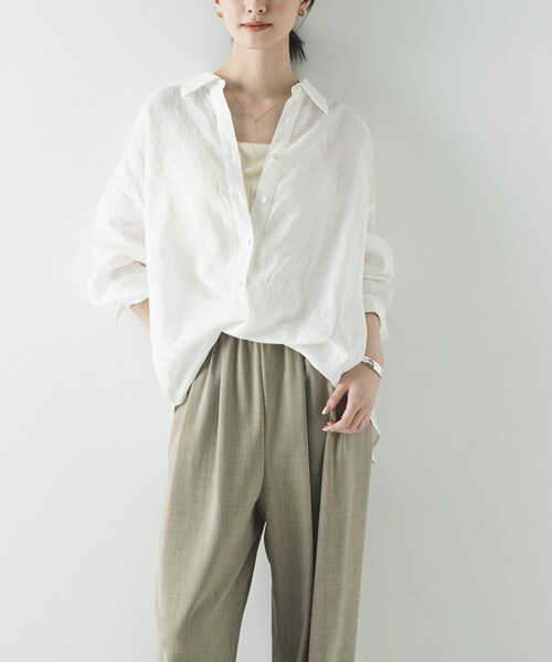 URBAN RESEARCH(アーバンリサーチ)の「リネン2WAYシャツ(シャツ/ブラウス・レディース・PINKSTRIPE/BROWN/BEIGE/BLUESTRIPE/WHITE/BEG STRIPE・Free)」の12枚目の写真