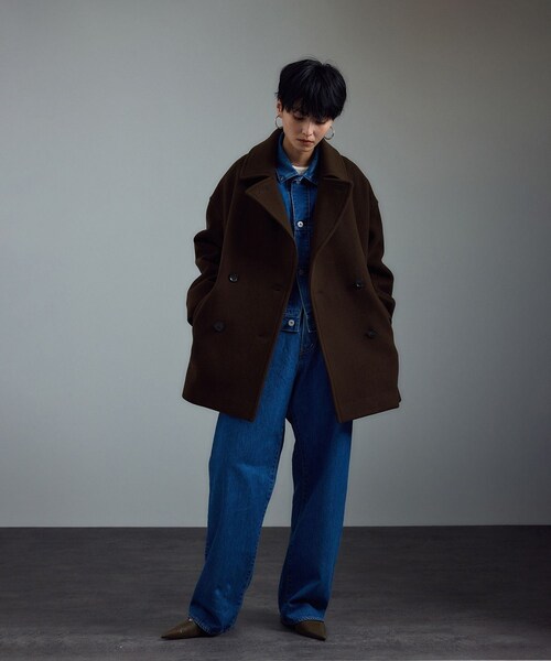 ADAM ET ROPE'(アダムエロペ)の「<追加>【WEB限定】MANTECOウールPコート(ピーコート・レディース・ブラウン/ベージュ系/ネイビー/オフホワイト・M/S)」の7枚目の写真