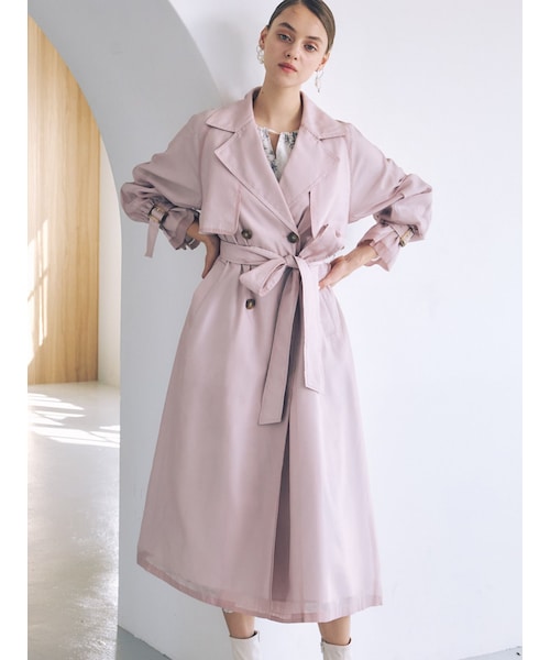 MERCURYDUO（マーキュリーデュオ）の「シアートレンチ（トレンチコート・レディース・アイボリー/ピンク・S/M）」の3枚目の写真