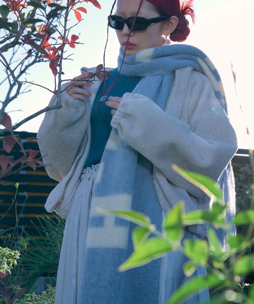 THE GOODLAND MARKET（ザグッドランドマーケット）の「cwtch　RWS Wool fringe Scarf（マフラー・レディース・BROWN/BLUE/GRAY・FREE）」の3枚目の写真