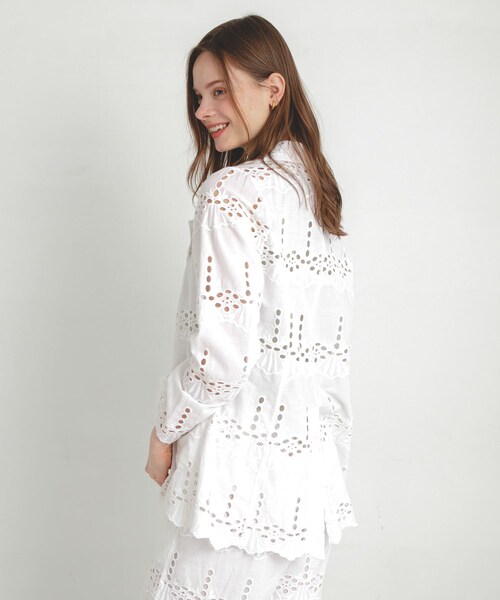 URBAN RESEARCH Sonny Label（アーバンリサーチサニーレーベル）の「コットンレースジャケット（テーラードジャケット・レディース・ブラック/オフ・FREE）」の7枚目の写真