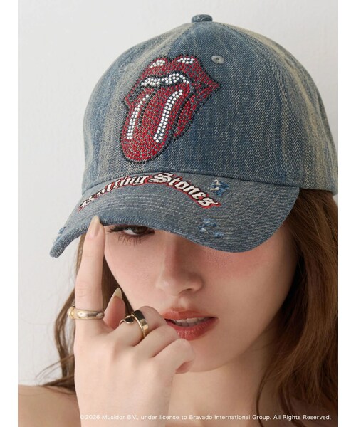 EVRIS（エヴリス）の「【ザ・ローリング・ストーンズ】ラインストーンCAP（キャップ・レディース・ブラック/ブルー・F）」の6枚目の写真