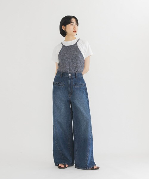 KBF(ケイビーエフ)の「WIDEレッグアジャストデニム(デニムパンツ・レディース・BLUE/L.BLUE・36/38/34)」の19枚目の写真