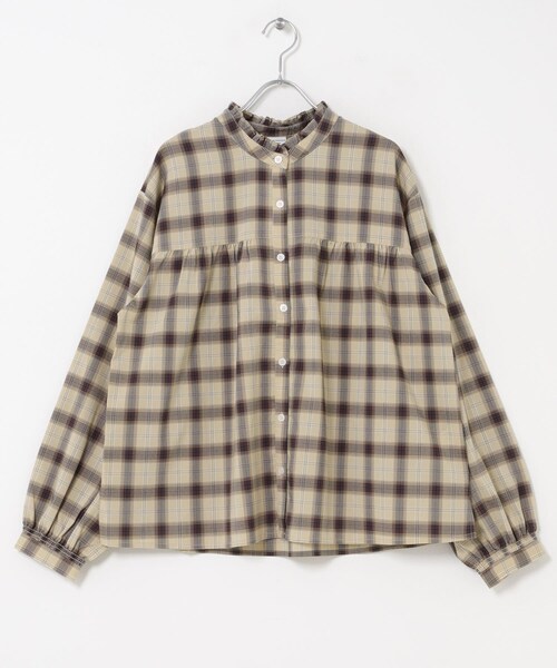 URBAN RESEARCH DOORS(アーバンリサーチドアーズ)の「フリルネックチェックブラウス(シャツ/ブラウス・レディース・BLACK/BEIGE・Free)」の10枚目の写真