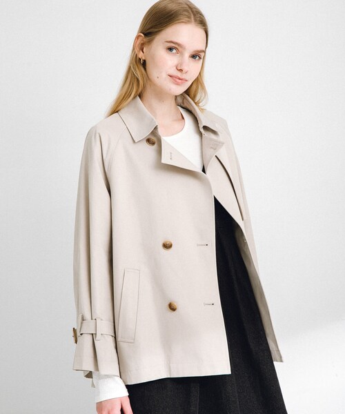 URBAN RESEARCH Sonny Label（アーバンリサーチサニーレーベル）の「撥水ショートトレンチコート（ステンカラーコート・レディース・ベージュ/L.グレー/チャコール・36/38）」の6枚目の写真