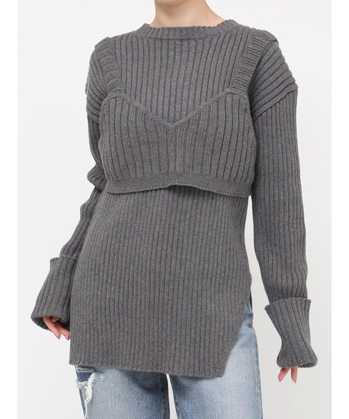 Ungrid（アングリッド）の「【Htage】ビスチェコンビルーズニット（その他・レディース・チャコールグレー/アイボリー・F）」の4枚目の写真