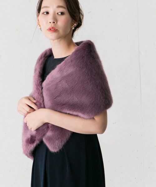 URBAN RESEARCH ROSSO（アーバンリサーチロッソ）の「troisiemechaco　ECOFUR Shawl∴（ストール/ショール・レディース・PURPLE/IVORY×BE・FREE/Free）」の8枚目の写真
