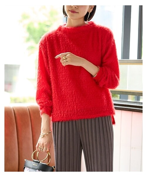 nissen（ニッセン）の「大きいサイズ ヘアリーニットソーボトルネックプルオーバー（ニット/セーター・レディース・スカーレット/ネイビー/ライトグレー/アクアグリーン・L~LL相当/3L~4L相当/5L~6L相当/8L相当/10L相当）」の20枚目の写真