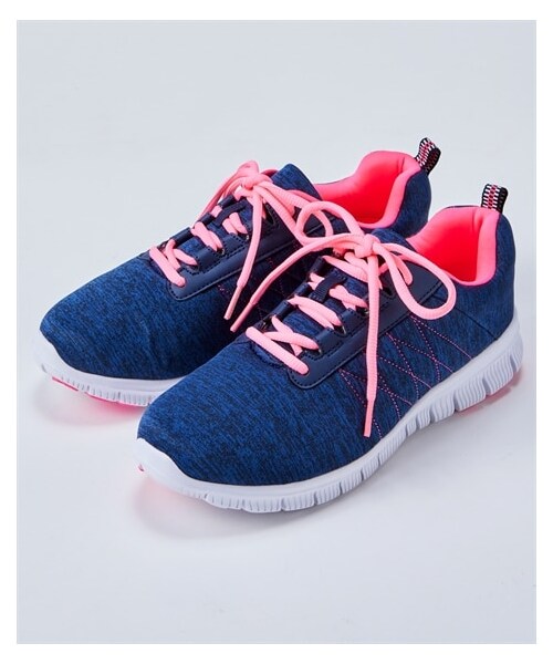 nissen（ニッセン）の「【ゆったり幅広】超軽量スポーティースニーカー（ワイズ４Ｅ）（スニーカー・メンズ・ネイビー杢×ピンク(白底)/ネイビー杢/白×白(白底)/黒×黒(黒底)・24.0cm/4E/23.5cm/4E/24.5cm/4E/25.0cm/4E/25.5cm/4E/26.0cm/4E/26.5cm/4E）」の5枚目の写真