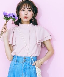 marun | 大きいサイズ スタンドカラーフレアブラウス marun(シャツ/ブラウス)