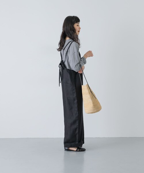 かぐれ（カグレ）の「リネンサロペット（つなぎ/オールインワン・レディース・GREGE/CHARCOAL/BLACK・Free）」の8枚目の写真
