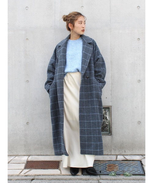 Ungrid（アングリッド）の「ルーズシルエットチェスターコート（チェスターコート・レディース・ミディアムグレー/ブラック/ブルー/ミックス・S/M/F）」の6枚目の写真