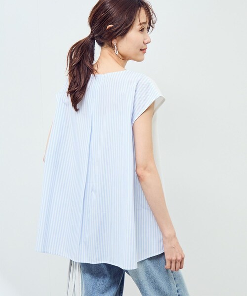 ROPE' PICNIC(ロペピクニック)の「ストライプドッキングフレンチスリーブプルオーバー(Tシャツ/カットソー・レディース・ホワイト系/ネイビー・38)」の9枚目の写真