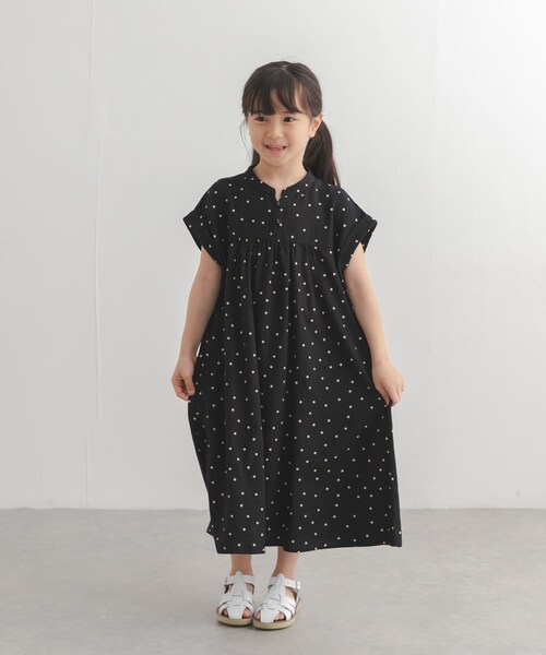 URBAN RESEARCH DOORS(アーバンリサーチドアーズ)の「『親子リンク』リネンリヨセルドットワンピース(KIDS)(ワンピース・キッズ・BLACK/NATURAL・105(100-110)/120(115-125)/135(130-140))」の10枚目の写真