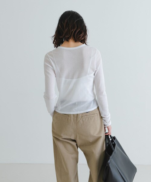 URBAN RESEARCH（アーバンリサーチ）の「『MADE IN JAPAN』シアーテレコショートカーディガン（カーディガン/ボレロ・レディース・NAVY/WHITE/BUTTER・FREE）」の10枚目の写真