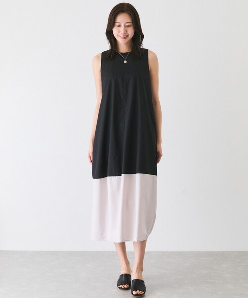 Jayro（ジャイロ）の「バイカラーノースリーブワンピース（ワンピース・レディース・ブラック/ネイビー/ピンク・F）」の5枚目の写真