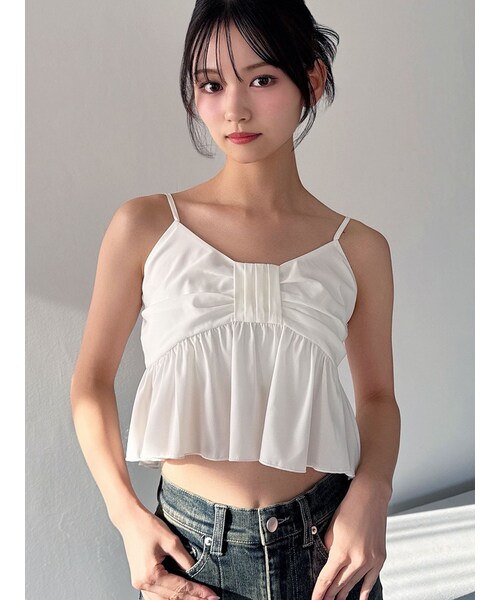 RESEXXY（リゼクシー）の「リボンペプラムキャミ 【セットアップ着用可能】（キャミソール・レディース・ホワイト/ピンク/ブルー・F）」の3枚目の写真