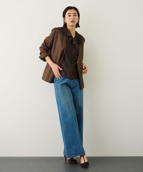 ROPE'(ロペ)の「リネンライクフリルカラーブラウス/セットアップ対応・イージーケア(シャツ/ブラウス・レディース・ベージュ/ダークブラウン・36/38)」の19枚目の写真