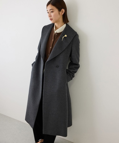 ROPE'（ロペ）の「プレミアムカシミヤショールカラーコート/逸品・26AW（ステンカラーコート・レディース・ブラック/グレー/ダークブラウン/キャメル・34/36/38）」の17枚目の写真